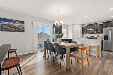 Dining room looking into the kitchen. You can also walk onto the deck from the dining room.
