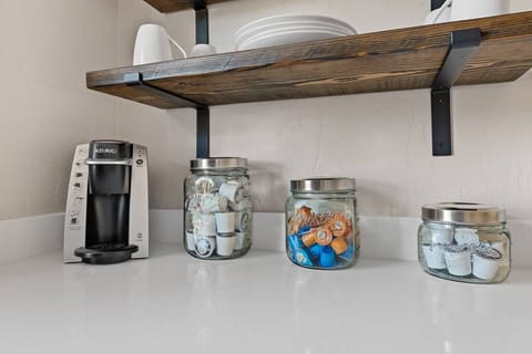 Keurig including coffee and creamer for your stay.