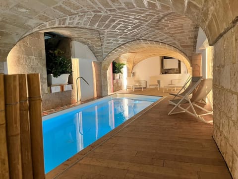 Indoor pool, open 10:00 AM to 8:00 PM, sun loungers
