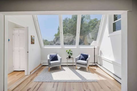 Quaint reading nook! Perfect for a cup of coffee in the morning!