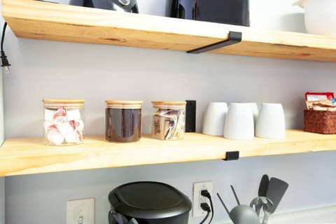 Coffee, cream, and sugar provided for your convenience