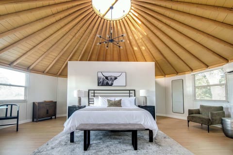 Wake up under the stargazing dome in a luxury Fredericksburg yurt.