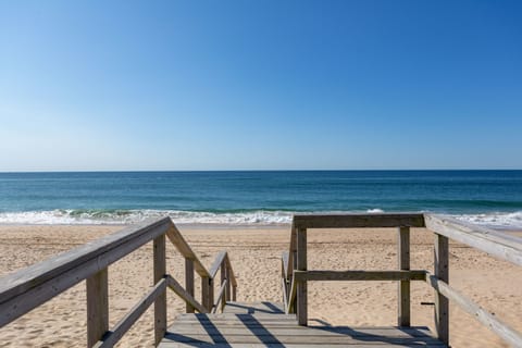 On the beach, sun loungers, beach umbrellas, beach towels