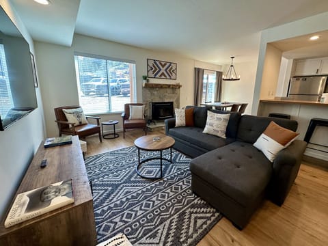 Open living area with futon/sofa bed.