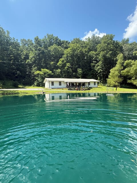 All year, the natural spring water pond is great for fishing, kayaking, swimming