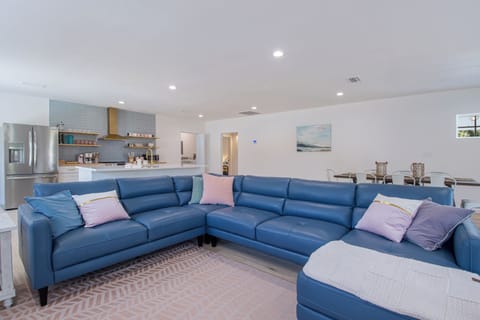 Comfortable leather sectional with plenty of seating.