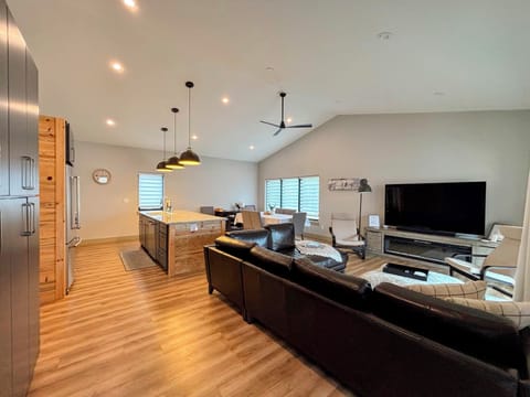 Great room with vaulted ceiling