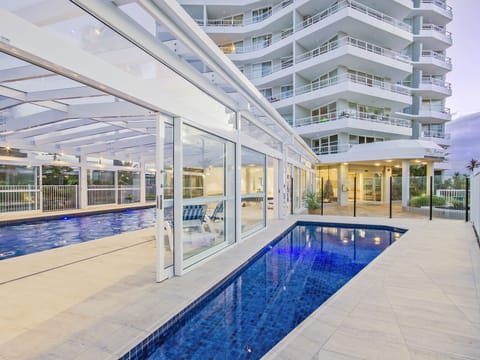 Indoor pool, outdoor pool, sun loungers
