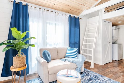 These steps lead to the loft for an additional sleeping space for two!  The lofts are a great space for older kids and active adults alike! These cozy nooks are made for a good nights rest with blackout curtains and comfy memory foam mattresses plus soft 