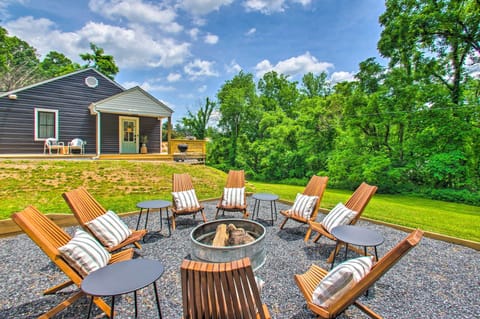 Fire pit with seating for eight — perfect for evenings after exploring Nelson 151