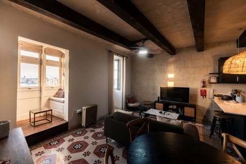 Living room with Traditional Maltese Balcony