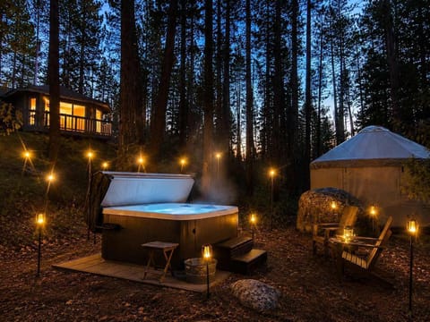 Relax and unwind with a soak beneath the pines...