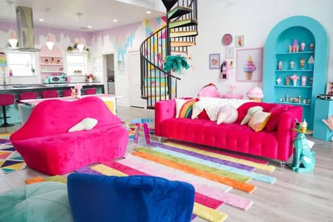 Open concept living room with lots of props