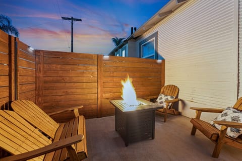 Large private patio with gas firepit