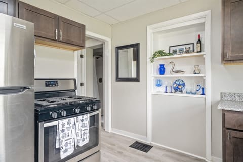 Brand new fully stocked kitchen with granite counter  perfect for your cooking adventure.