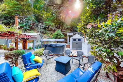 Outdoor seating area and fire pit
