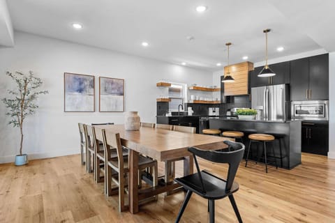 The dining table has lots of seating for your whole group!