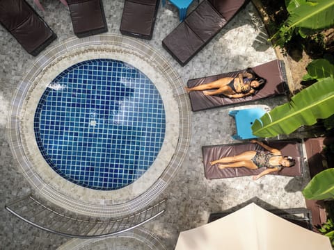 Outdoor pool, open 8:00 AM to 10:00 PM, pool umbrellas, sun loungers