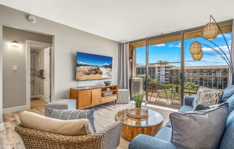 Luxury Condo | Living area | 90-inch Smart TV with digital channels, Hulu, streaming services