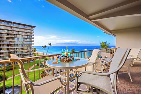 Enjoy your morning coffee or evening sunset from your private lanai, featuring beautiful ocean views and the perfect setting to relax and soak in the beauty of Kāʻanapali Beach.