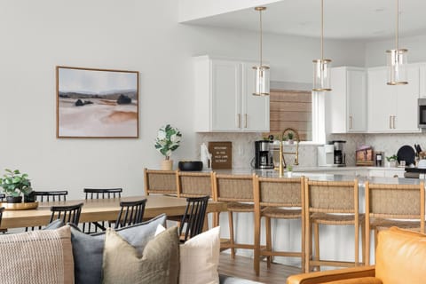 Lots of seating options in the kitchen and dining room.