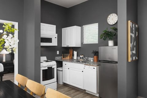 Our kitchen is fully-stocked for all your cooking needs during your stay.