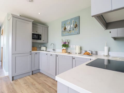 Fridge, dishwasher, electric kettle, toaster