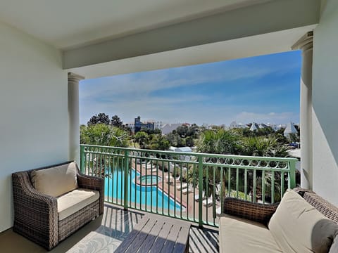 Furnished Balcony - Lush Tropical Pool Views
