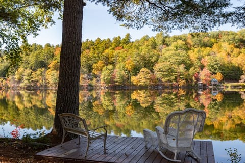 View of lake from sitting platform.  Observe loons, fish, foliage and sunset!