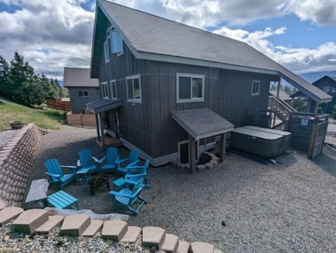 Enjoy sitting around the firepit or soaking in the hot tub.