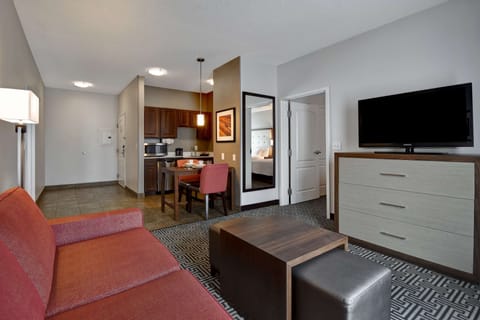Suite, Accessible, Non Smoking | Living area | 40-inch LCD TV with cable channels, TV, fireplace