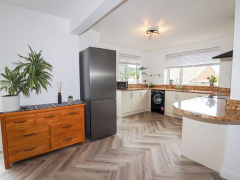 Fridge, dishwasher, electric kettle, toaster