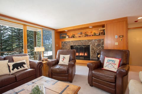 Cozy fireside moments with a breathtaking mountain backdrop.