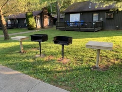 Outdoor Charcoal Grills thoughout property.