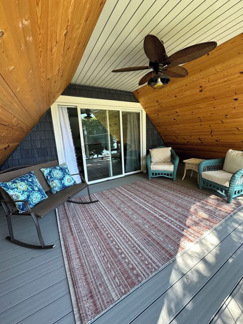 Covered porch seating area