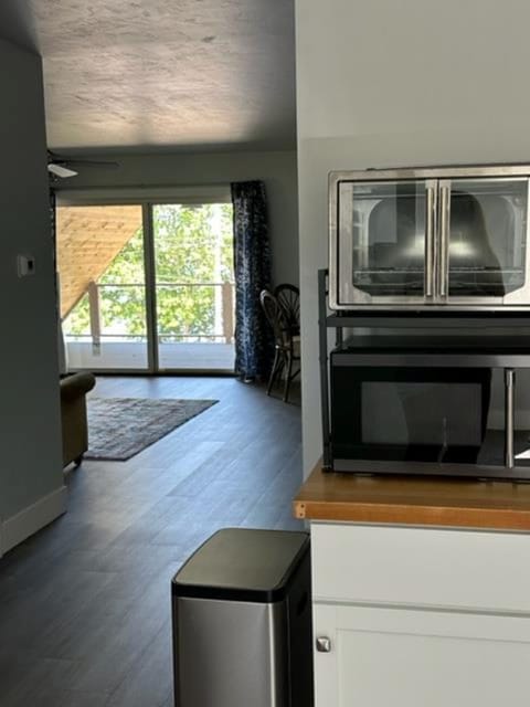 Hallway to living space and covered porch