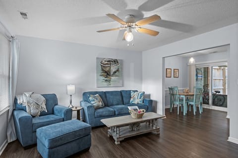 Open and spacious living area with new comfortable furnishings.