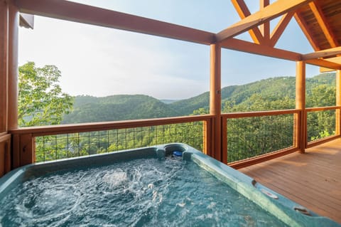 Amazing long-range mountain views surround you as you enjoy a refreshing soak.