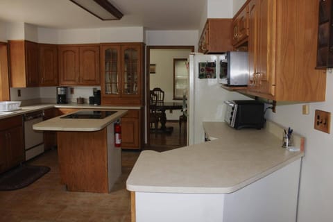 kitchen looking into large dining room