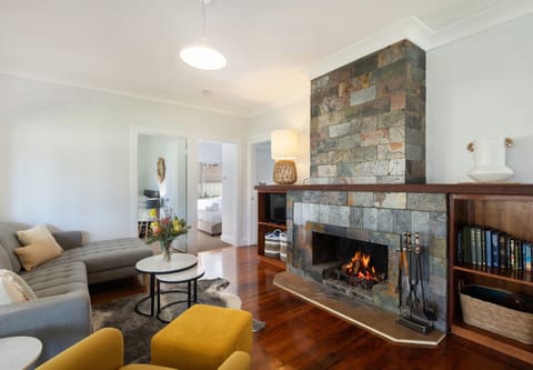 Main living room with fire place