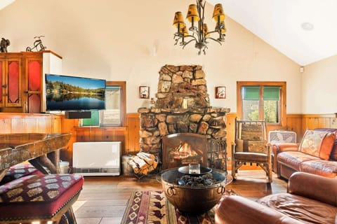 Cabin, Multiple Beds, Patio, Mountain View (Whispering Pines) | Living area | 42-inch flat-screen TV with digital channels, fireplace