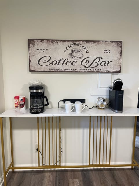 Coffee Bar with drip and Keurig Coffee makers.