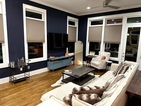 Bar Cart and Living Room Area