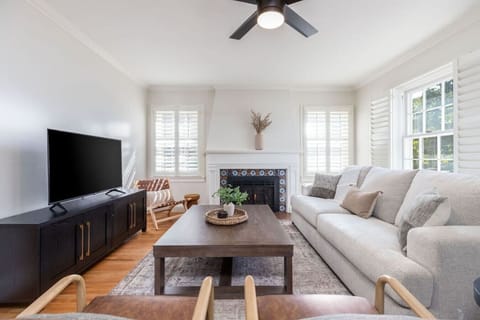 Living area with fireplace