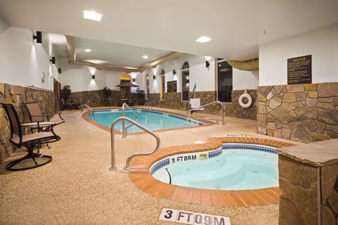 Indoor pool, open 8 AM to 10 PM, sun loungers