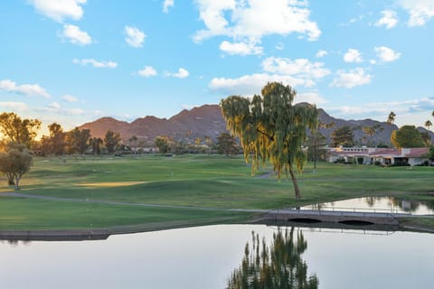 Watch the sunset over the mountain from your balcony