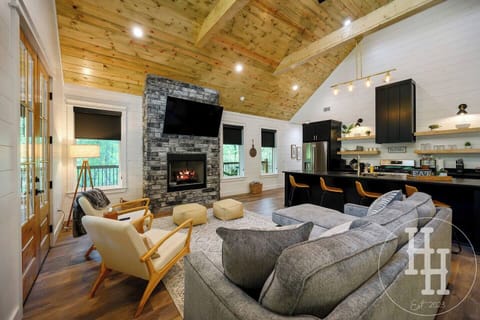 Welcoming kitchen and living areas. Additional blankets are provided. Ceiling fan is remote controlled.
