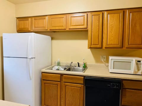 Fully stocked kitchen.