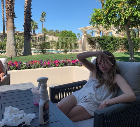 Back yard with view of pool