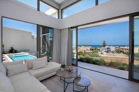 Deluxe Villa, Private Pool, Sea View | Living area | 55-inch Smart TV with satellite channels, Netflix, streaming services